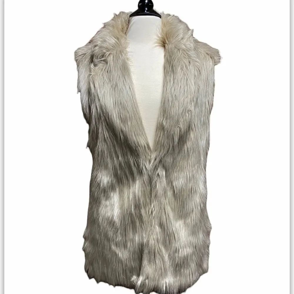 Beige Faux Fur Long Vest